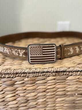Ariat Men’s Size 40 Digital Camo Leather Belt American Flag Buckle